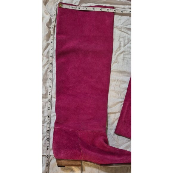 Pinkish/Purple Genuine Suede Over The Knee  Style Boots Made in Italy Sz 10 FLAW - Picture 12 of 16